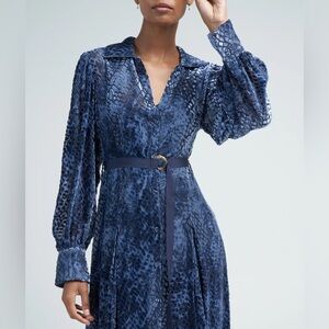 Ulla Johnson Thalia Marine Velvet Shirt Dress